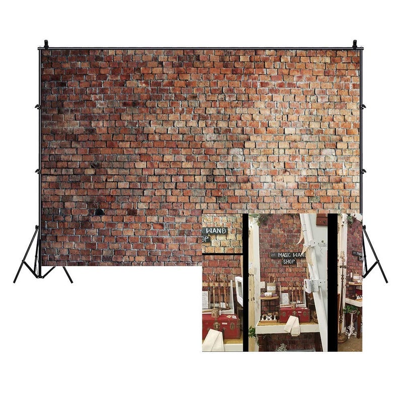 LFEEY Vintage Red Brick Wall Backdrop for Photography 5x3ft Rustic Old Brick Wall Photography Background Newborn Baby Shower Kids Adult Portrait Background Birthday Cake Table Photo Booth Studio Prop - Image 1